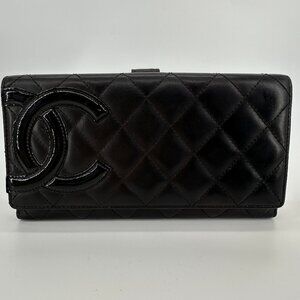 Chanel Calfskin Quilted Cambon Long Double Wallet Black
